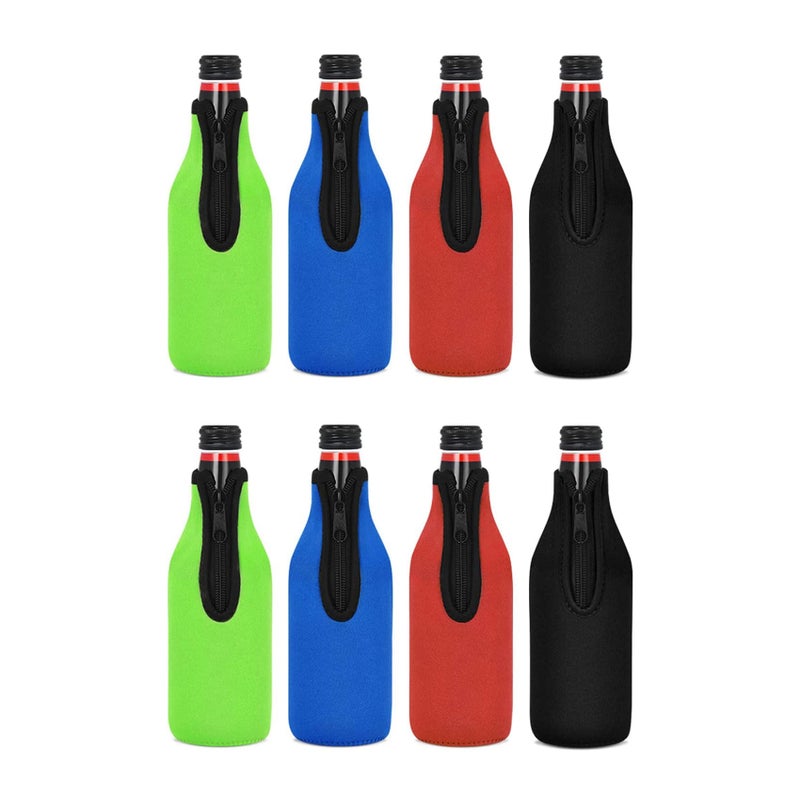 8-piece beverage insulation sleeve, bottle sleeve with handle and zipper, multi-color neoprene can cooler sleeve - Image 3