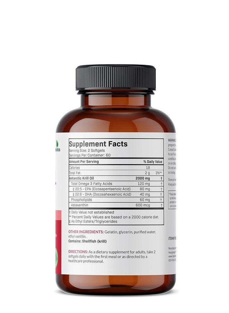 Wins Town Antarctic Krill Oil 2000mg with Astaxanthin, Omega-3s EPA, DHA and Phospholipids - 100% Pure Premium Krill Oil Heavy Metal Tested, Non GMO - 120 Softgels - Image 2