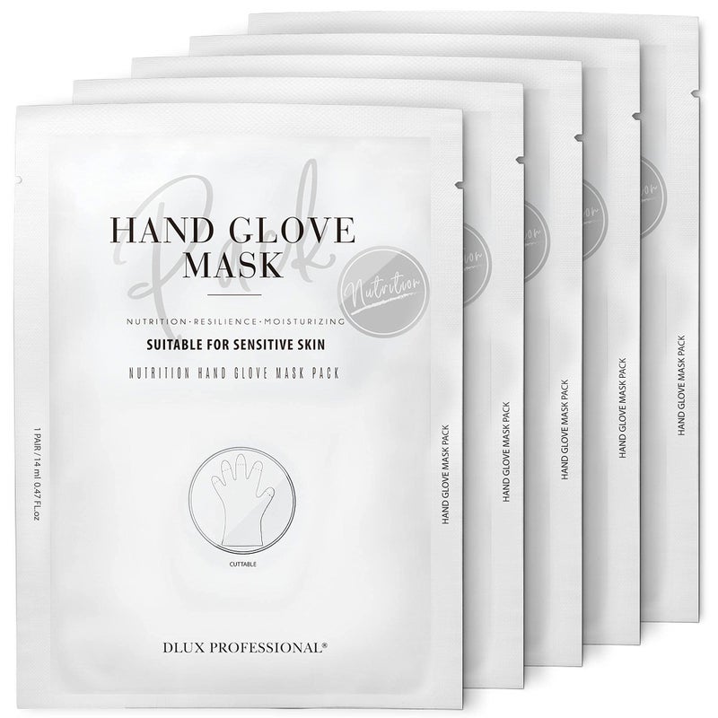 DLUX PROFESSIONAL Hand Mask  5 Packs of 2 Nutritious Fragrant Hand Mask Gloves Protein Rich Moisturizing Gloves For Dry Hands Single Use Hand Masks for Dry Cracked Hands Overnight