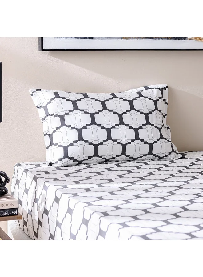 DANUBE HOME Danube Home Bliss 2 Piece Single Fitted Sheet Set 120x200 cm Dk. Grey | Cotton /Viscos -180 Thread Count Bedding Set For Bedroom
