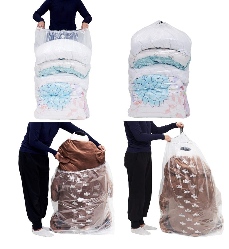 SPICY SERVED Dust Cover Big Plastic Drawstring Bags Multi-Purpose for Storage and Keeping Luggage, Big Dolls, Blankets, Pillows, Suitcase Good for Household Organizing Reusable Set of 4 bags Size S, M, L, XL - Image 3
