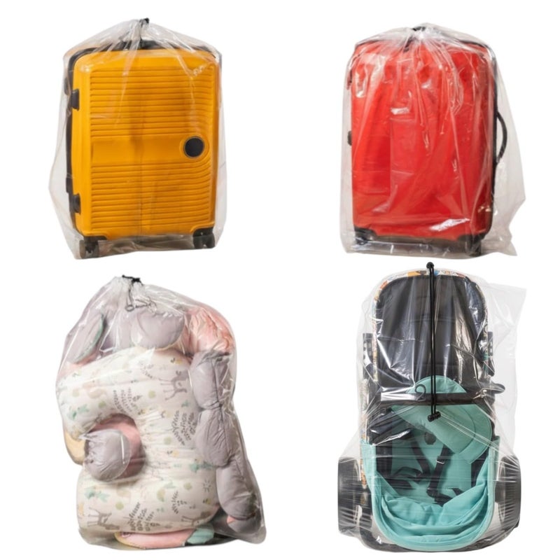 SPICY SERVED Dust Cover Big Plastic Drawstring Bags Multi-Purpose for Storage and Keeping Luggage, Big Dolls, Blankets, Pillows, Suitcase Good for Household Organizing Reusable Set of 4 bags Size S, M, L, XL - Image 1
