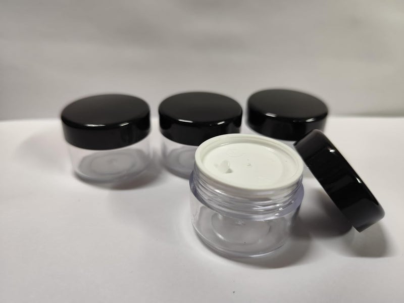 SHREE MAHA Empty Acrylic San Jar Transparent Cosmetic Black Cap Container with Leakproof inner lids for Lip Balms Scrubs Body Butters Eyeshadow Makeup DIY beauty products 15gm Pack of 12pcs - Image 2