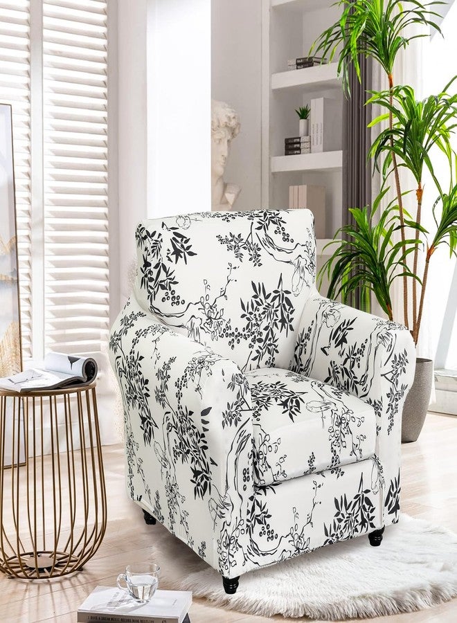 FUANGUI Stretch Sofa Cover Printed Couch Covers, 2 Piece Armchair Slipcover with Separate Chair Cushion Cover Floral Pattern, Washable Furniture Protector for Living Room (Armchair, Ink Pattern) - Image 2