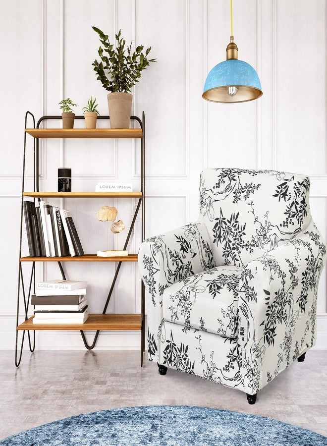 FUANGUI Stretch Sofa Cover Printed Couch Covers, 2 Piece Armchair Slipcover with Separate Chair Cushion Cover Floral Pattern, Washable Furniture Protector for Living Room (Armchair, Ink Pattern) - Image 5