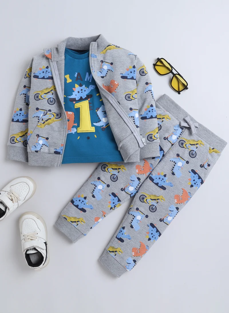 فكتور اند جين Boys' 3-Piece Dino Set with matching T-shirt and Joggers