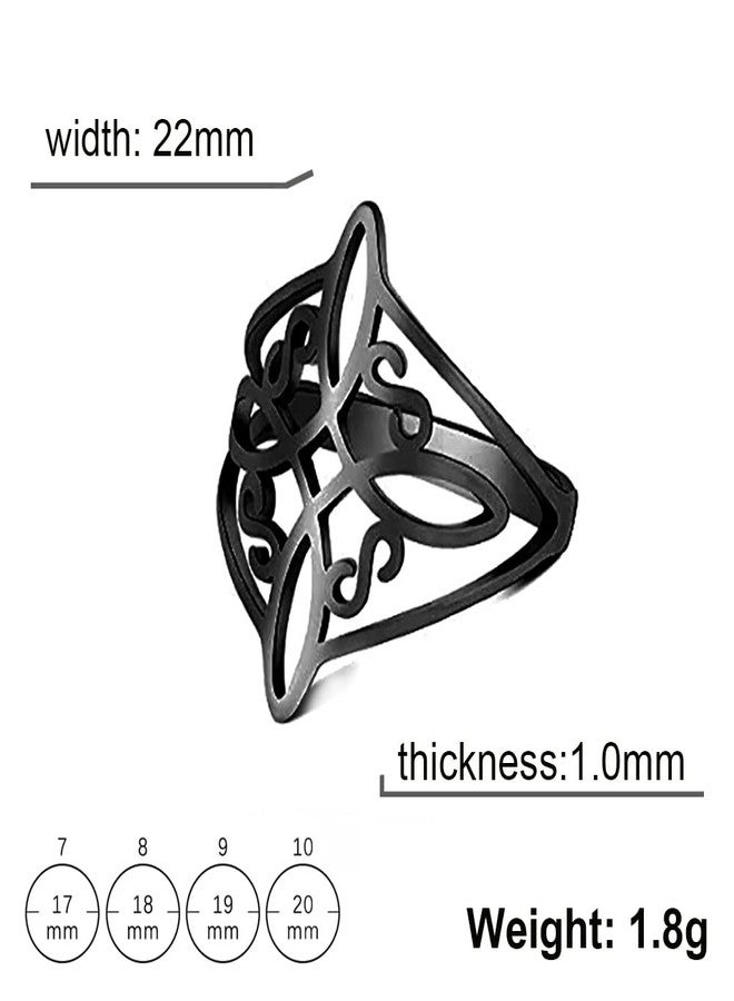 TEAMER Witches Knot Ring - Stainless Steel Celtic Amulet - Vintage Jewelry for Women (10, Style 2 - Black) - Image 2