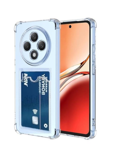OPPO Reno 12F / Reno12 F 4G/5G Case Clear Card Holder Back Wallet Crystal Transparent Soft TPU Shockproof Bumper Corner Drop Protection Phone Case Cover With Camera Lens Protection
