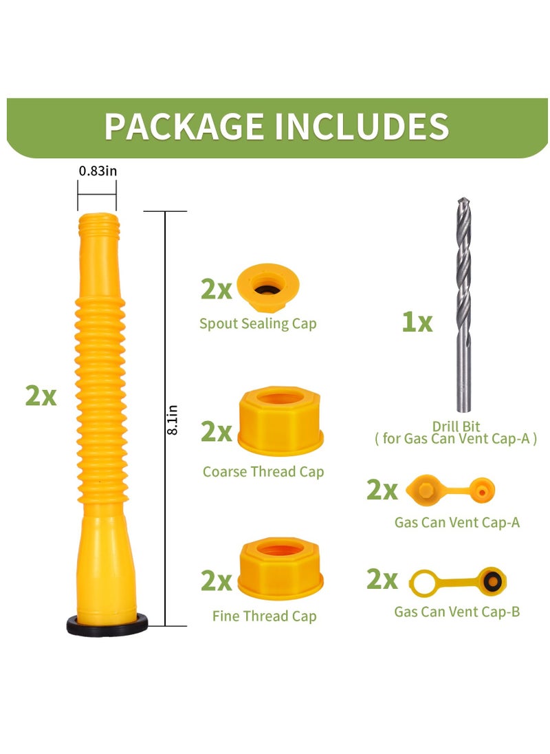 Excefore - Gas Can Spout Replacement, Anti-Spill Gas Can Nozzle Replacement, 2-Kit Gas Can Spouts No Leaky, Upgraded Replacement Gas Can Spout with Flexible Nozzle, Gas Can Vent, Fit for Most 1/2/5/10 Gal Can - Image 1