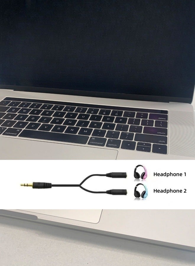 كابل الصوت ستيريو 3.5mm مطلية بالذهب جاك ذكر إلى أنثى سماعة سلك الميكروفون واي موزع كابل سماعة محول 1.5M الأسود - Image 3