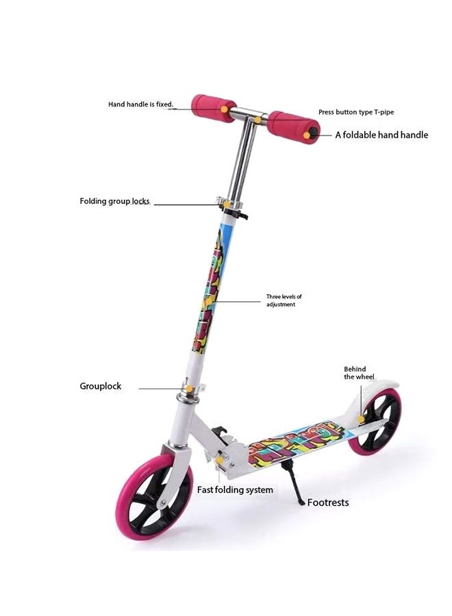 JCB CHIC Foldable Scooter For Adult Teen ,Outings Cycling Tourism Bicycles ,Foldable Commuting, Pedal Scooter Three-speed Lifting Scooter City Work Scooter Campus Foot  Scooter(YS-106 Black and blue wheel ) - Image 3