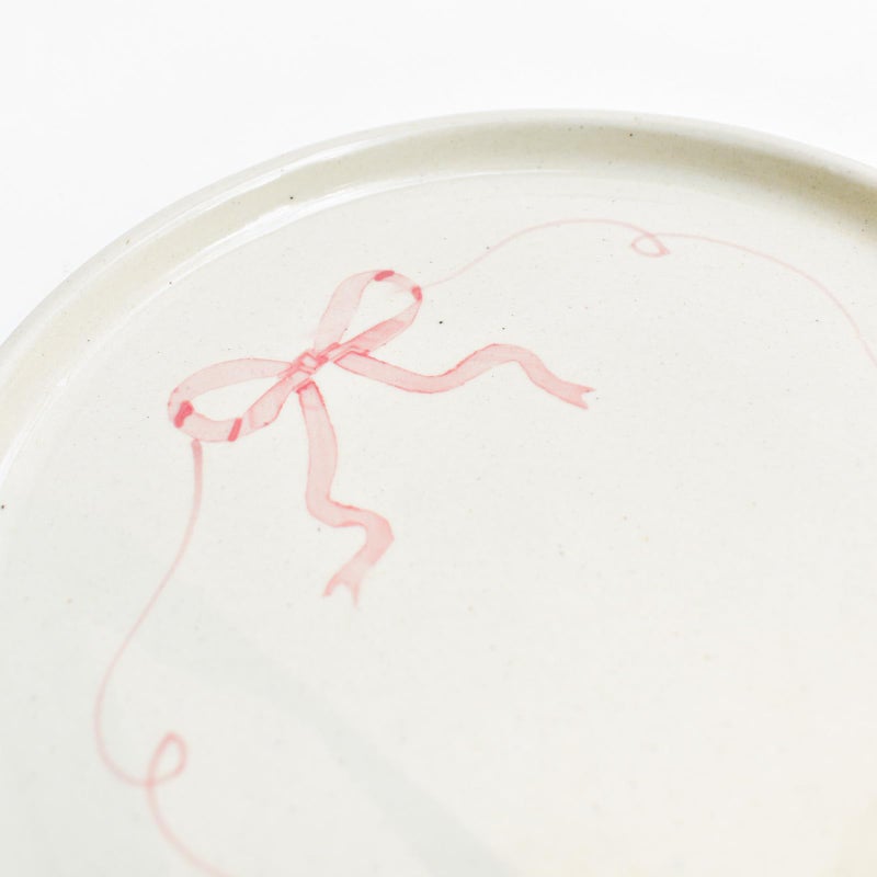 QSHI Studio QSHI Studio Cute Pink Bow Ceramic Plate | Microwave Safe | Cute Ceramic Bow Plate/Platter Gift for Best Friend, Birthday, Christmas & Special Occasions | 8 Inches - Image 3