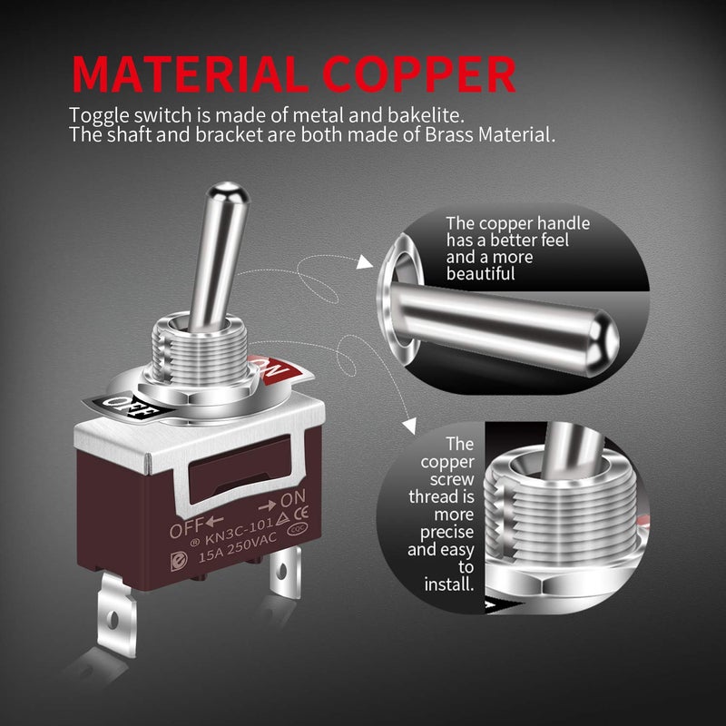 DAIERTEK SPST Waterproof Toggle Switch 12V DC 30A 125VAC 20A Marine Heavy Duty 2 Pin ON Off Spade Terminals for Automotive Car Boat -2 Pack - Image 5