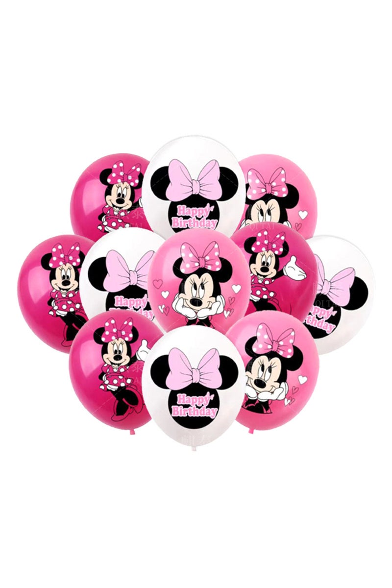 12INCH style-10 10pcs Minnie Mouse 12 Inch Latex Balloons White Pink Balloons Decorations Kit for Bi