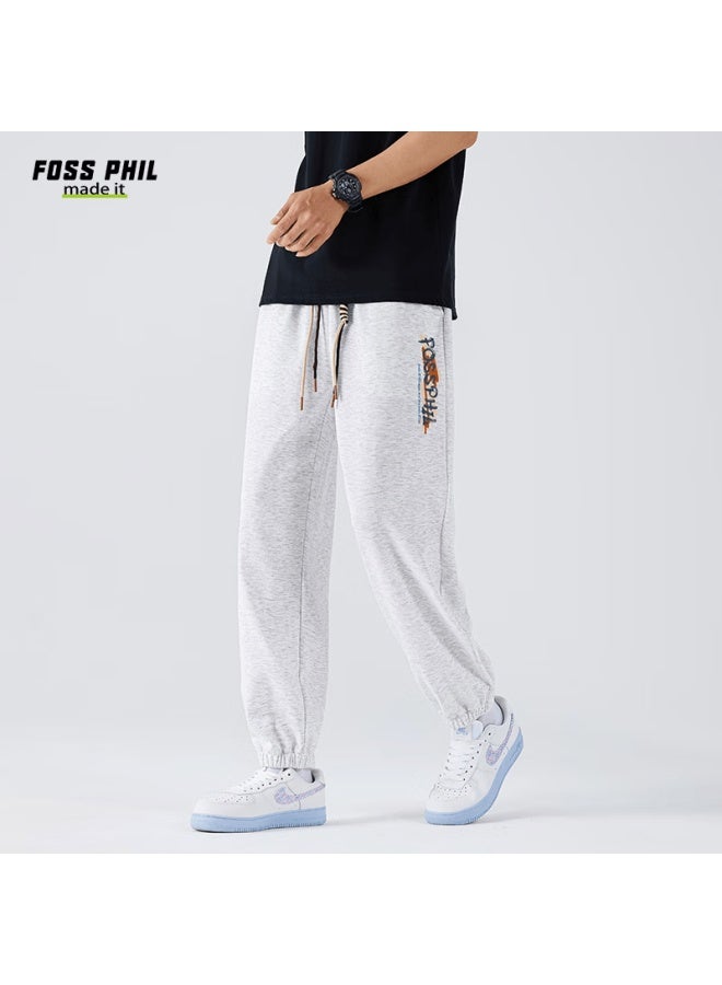 Foss Phil Men's Casual Pants Spring Summer Thin Printed Versatile Sports Loose Jogger Pants Fpk20 Light Gray M - Image 5