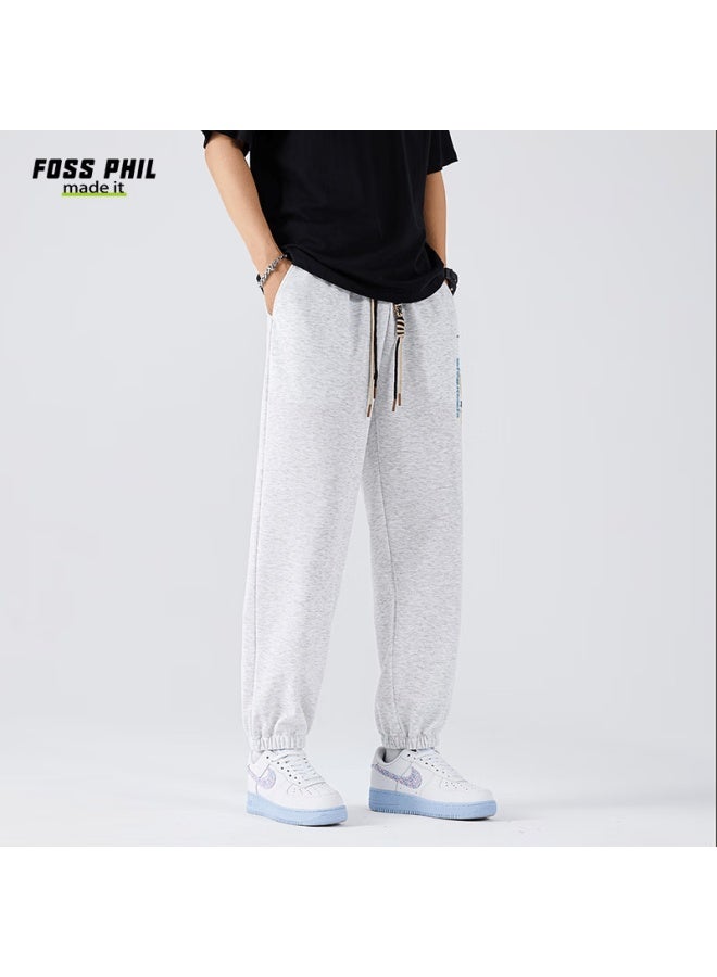 Foss Phil Men's Casual Pants Spring Summer Thin Printed Versatile Sports Loose Jogger Pants Fpk20 Light Gray M - Image 3