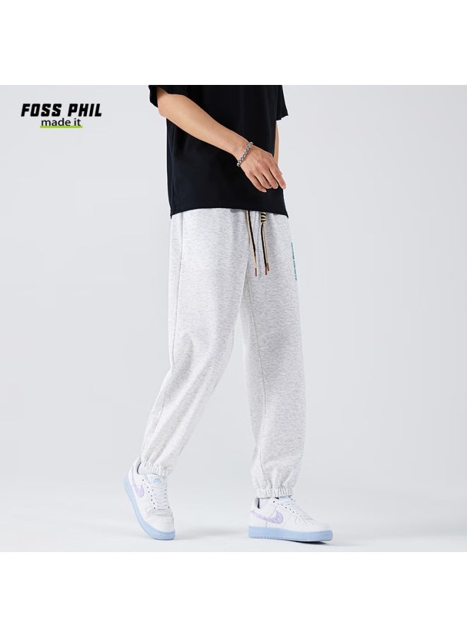 Foss Phil Men's Casual Pants Spring Summer Thin Printed Versatile Sports Loose Jogger Pants Fpk20 Light Gray M - Image 2