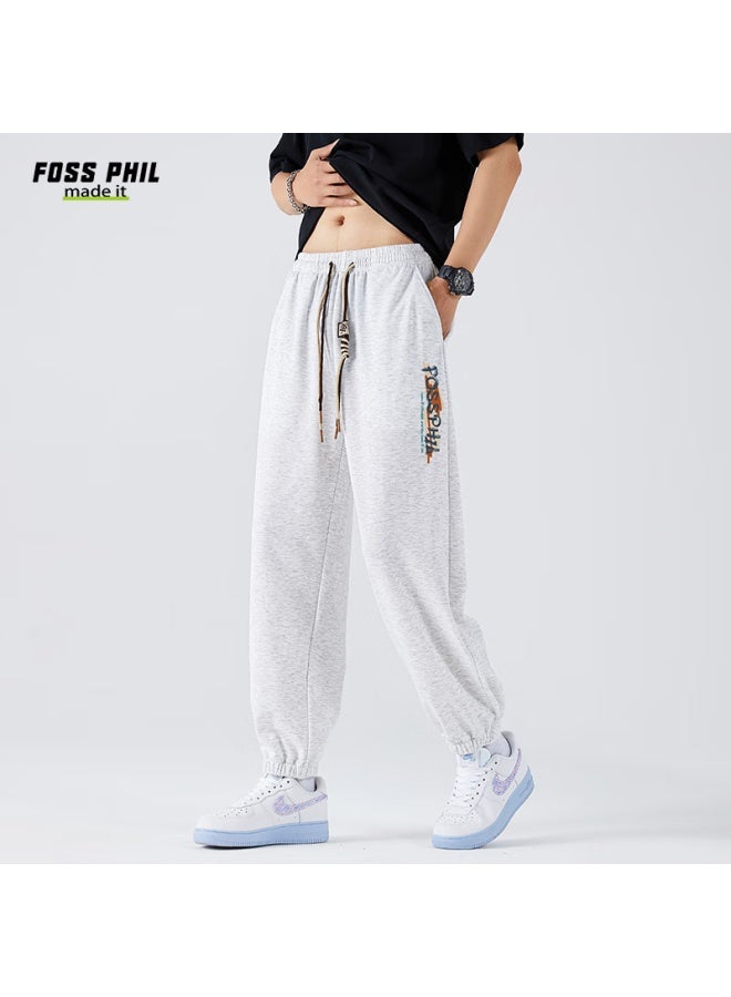 Foss Phil Men's Casual Pants Spring Summer Thin Printed Versatile Sports Loose Jogger Pants Fpk20 Light Gray M - Image 4