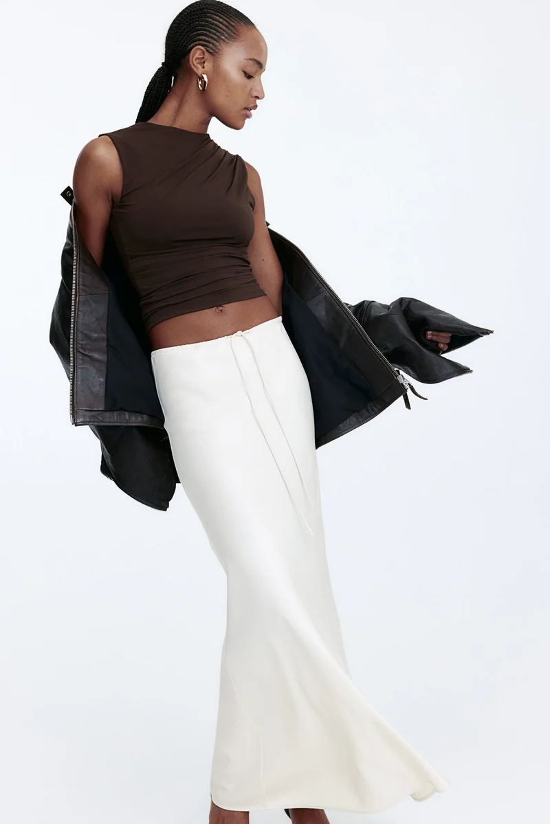 H&M Satin drawstring skirt