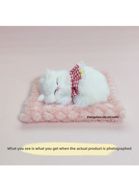 Bamboo Charcoal Cloth Pad Simulation Cats Cats Calling Car Decoration Ornaments Simulation Animals Simulation Flower Basket Cats-Color:Pink Bamboo Charcoal Cloth Mat + Red Skirt Cat Can Bark