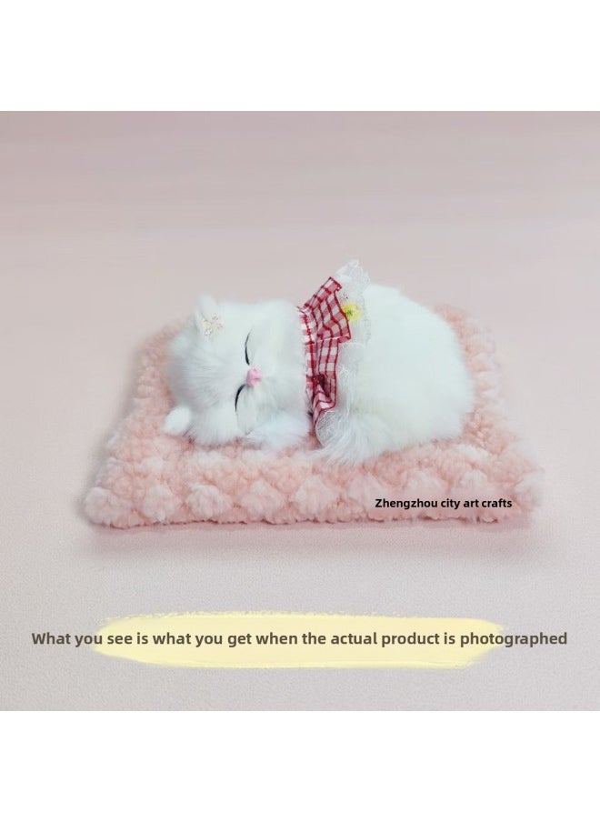 Generic - Bamboo Charcoal Cloth Pad Simulation Cats Cats Calling Car Decoration Ornaments Simulation Animals Simulation Flower Basket Cats-Color:Pink Bamboo Charcoal Cloth Mat + Red Skirt Cat Can Bark - Image 1