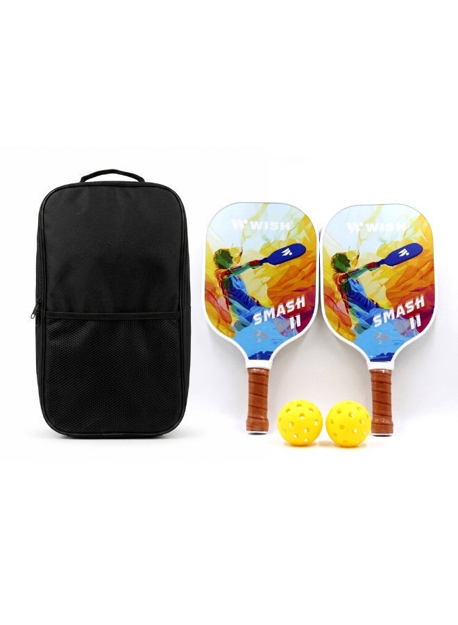 Wish Smash 11 Pickleball Paddle Set – 2 Carbon Fiber Paddles with PP Honeycomb Core & 2 Pickleball Balls for Competitive Outdoor Play - Image 1