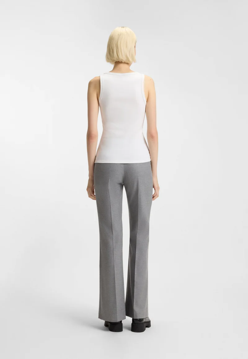 HUGO Cotton-blend tank top with stacked-logo embroidery