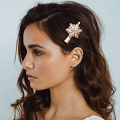 BVGA 3 Pairs Hair Barrettes for Women, Crystal Rhinestone Bangs Hair Clips Metal Flower Butterflies leaf Clips Decorative Hair Accessories for Women and Girls - Image 3