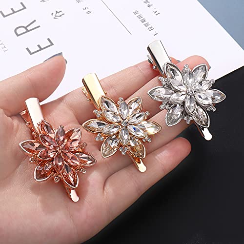 BVGA 3 Pairs Hair Barrettes for Women, Crystal Rhinestone Bangs Hair Clips Metal Flower Butterflies leaf Clips Decorative Hair Accessories for Women and Girls - Image 5