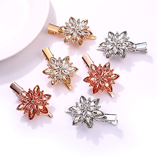 BVGA 3 Pairs Hair Barrettes for Women, Crystal Rhinestone Bangs Hair Clips Metal Flower Butterflies leaf Clips Decorative Hair Accessories for Women and Girls - Image 4