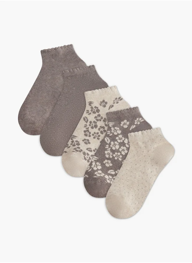 Flora Bella By Shoexpress Assorted Ankle Length Socks - Set of 5
