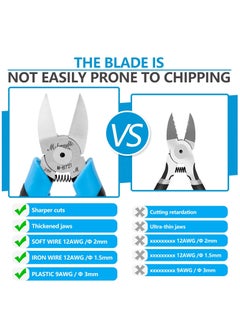 Excefore Wire Cutters, 7" Flush Cutters for Jewelry Making, Ultra-Sharp Side Cutters, CR-V Diagonal Cutters for Crafting, Flush Cut Pliers for Soft Copper Wire, Floral, Circuit Board  - Image 2