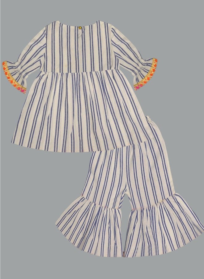 A.T.U.N. (ALL THINGS UBER NICE) Baby Girls Striped Kurti and Sharara Set | Stylish Clothing Set - Image 4