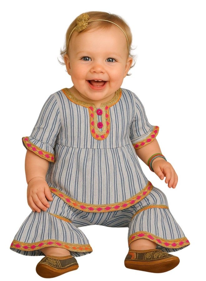 A.T.U.N. (ALL THINGS UBER NICE) Baby Girls Striped Kurti and Sharara Set | Stylish Clothing Set - Image 1