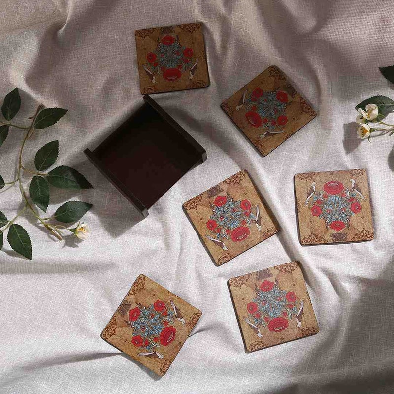 Wonderchef Casablanca Damask Motif Coaster -Set of 6 - Image 4