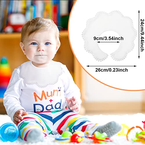 JenPen 4 Pieces White Bibs for Baby Girl Bandana Muslin 360 Bibs Baby Bandana Drool for Girl Set for Teething Toddler - Image 2