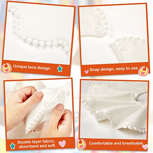 JenPen 4 Pieces White Bibs for Baby Girl Bandana Muslin 360 Bibs Baby Bandana Drool for Girl Set for Teething Toddler - Image 3