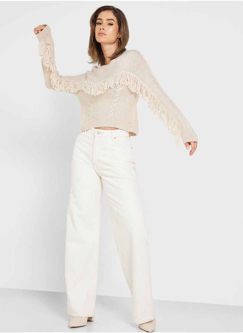 ONLY - Fringe Detail Knitted Sweater - Image 1