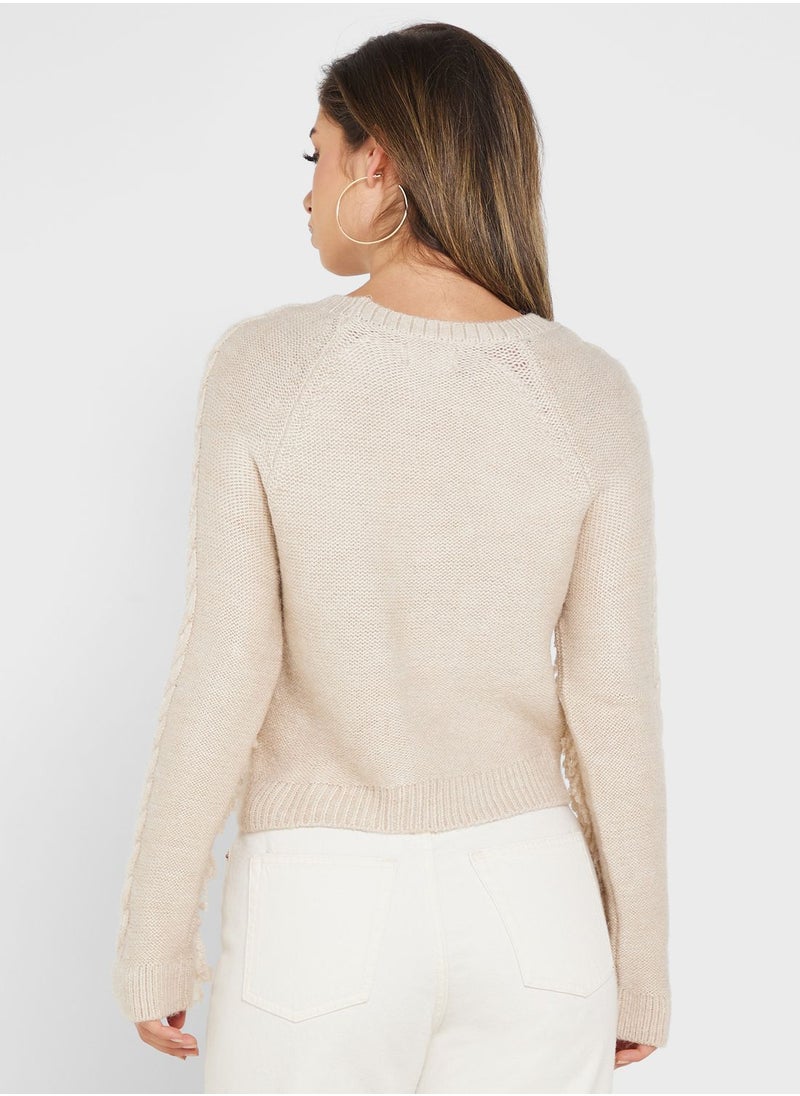 ONLY - Fringe Detail Knitted Sweater - Image 1