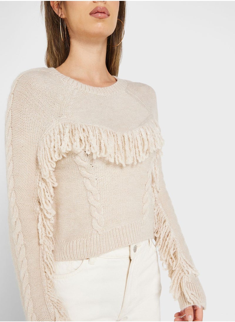 ONLY - Fringe Detail Knitted Sweater - Image 1