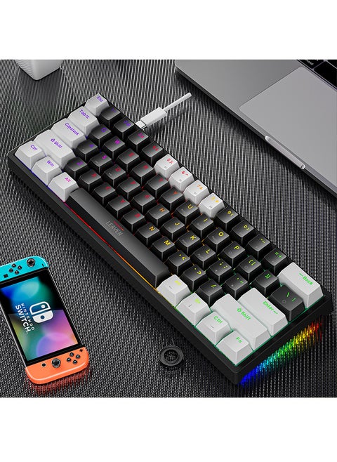 K620 E-sports Wired Mechanical Keyboard TYPE-C Hot Plug RGB Luminous Green Axis Game Bluetooth Mechanical Keyboard Crack k620 Key White and Black Double Spelling Red Axis Classic Edition