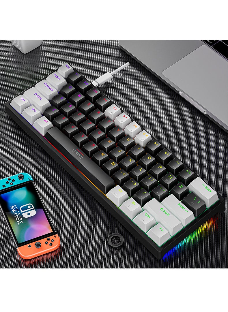 Generic - K620 E-sports Wired Mechanical Keyboard TYPE-C Hot Plug RGB Luminous Green Axis Game Bluetooth Mechanical Keyboard Crack k620 Key White and Black Double Spelling Red Axis Classic Edition - Image 1