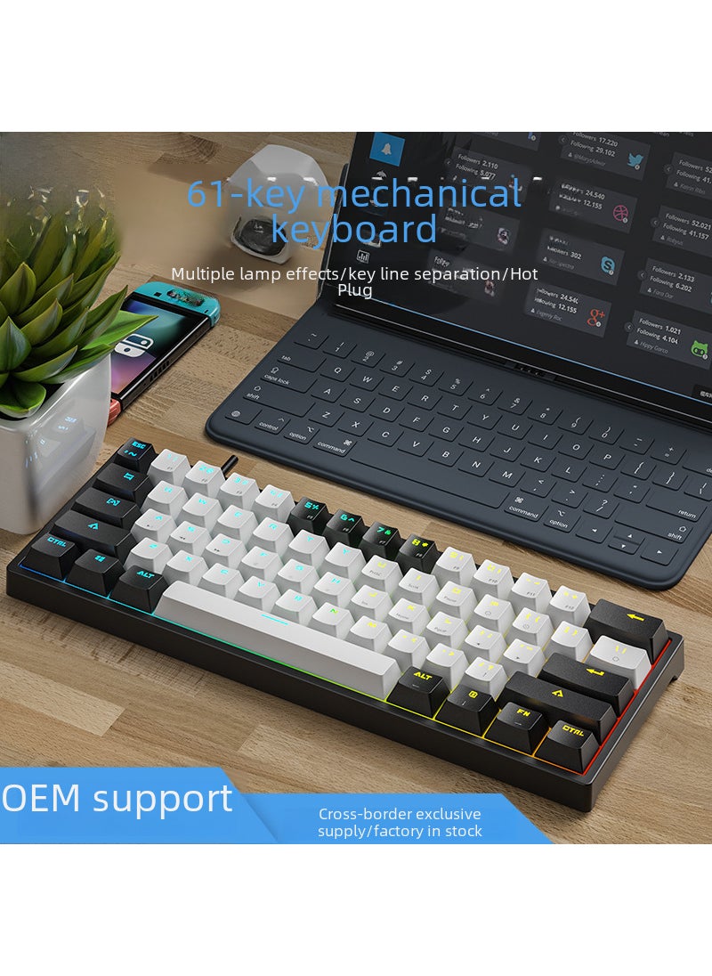 Generic - K620 E-sports Wired Mechanical Keyboard TYPE-C Hot Plug RGB Luminous Green Axis Game Bluetooth Mechanical Keyboard Crack k620 Key White and Black Double Spelling Red Axis Classic Edition - Image 1