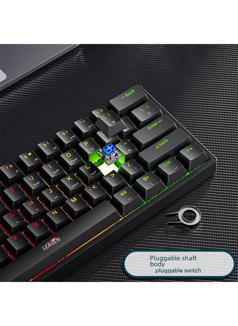 Generic - K620 E-sports Wired Mechanical Keyboard TYPE-C Hot Plug RGB Luminous Green Axis Game Bluetooth Mechanical Keyboard Crack k620 Key White and Black Double Spelling Red Axis Classic Edition - Image 1