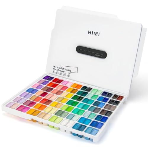 ARTME HIMI Gouache Paint Set, 112 Colors x 12g Twin Jelly Cup Design in a Carrying Case, Non-Toxic Paint for Canvas and Paper, Perfect for Artists, Student, Gouache Opaque Painting(White) - Image 1