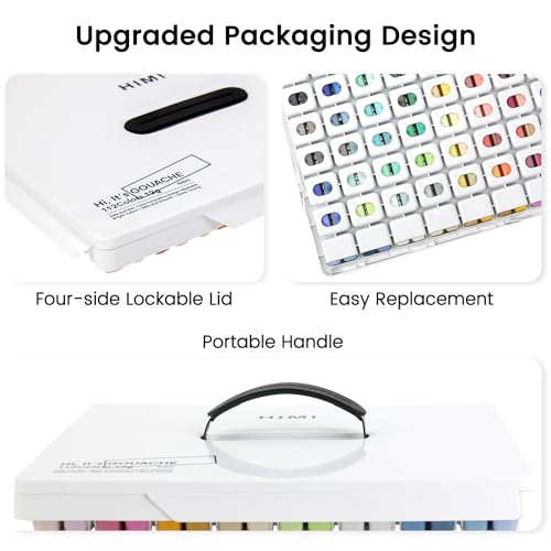 ARTME HIMI Gouache Paint Set, 112 Colors x 12g Twin Jelly Cup Design in a Carrying Case, Non-Toxic Paint for Canvas and Paper, Perfect for Artists, Student, Gouache Opaque Painting(White) - Image 4