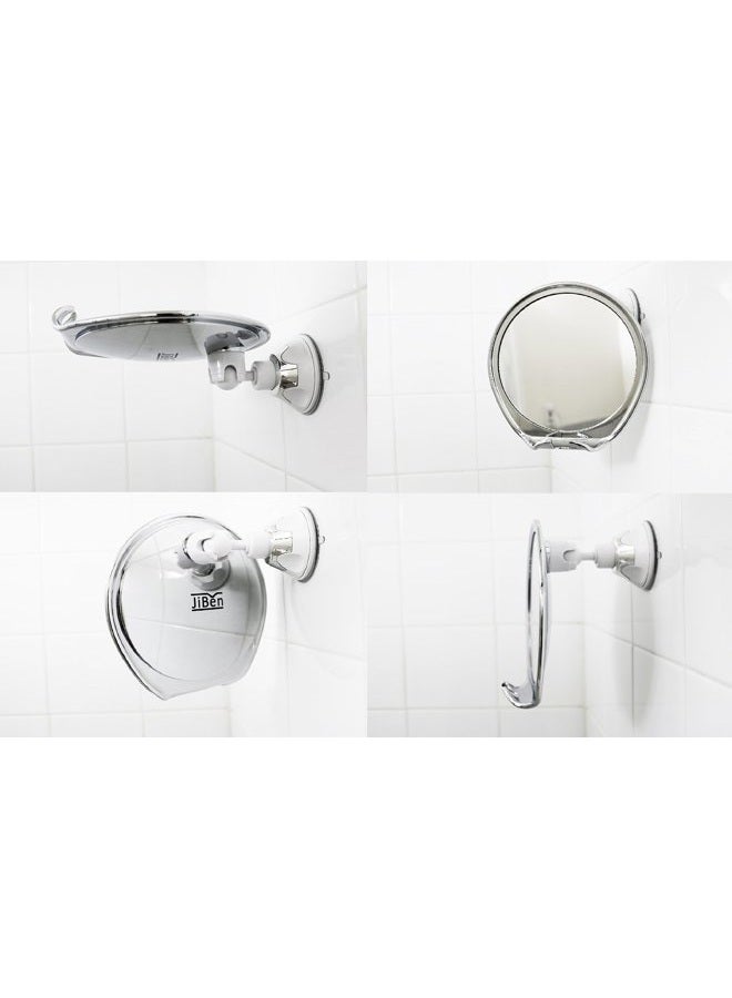JiBen Fogless Shower Mirror with Power Locking Suction Cup, Built-in Razor Hook and 360 Degree Rotating Adjustable Arm, Personal Fog Free Bathroom Shaving Mirror (Chrome) - Image 4