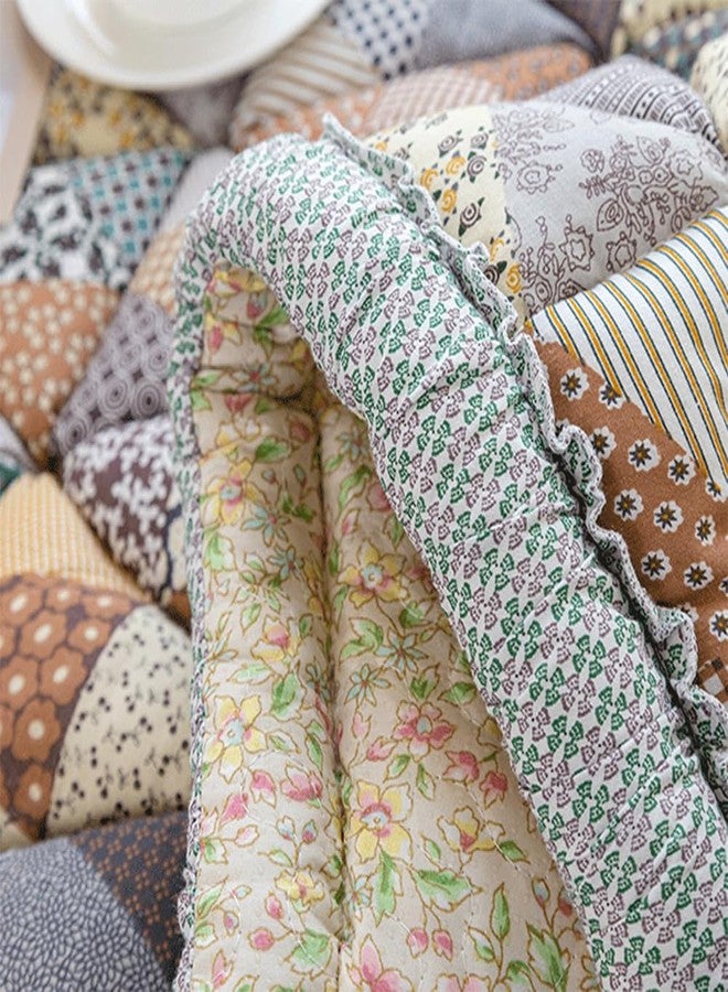 vctops Bohemian Patchwork Cotton Quilted Sofa Couch Cover Floral Pattern Sectional Couch Cover for Living Room Non Slip Soft Floor Mat Chair Seat Cushion(Pattern C,24"x63") - Image 3