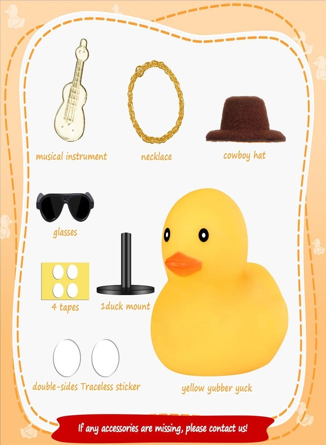 AILOVETECK Ducks for Cars Dashboard, Rubber Ducks with Duck Plug Mount, Dashboard Duck for Car Jeep Decoration, Funny Car Dashboard Accessories Gift, Yellow Duck with Guitar - Image 2