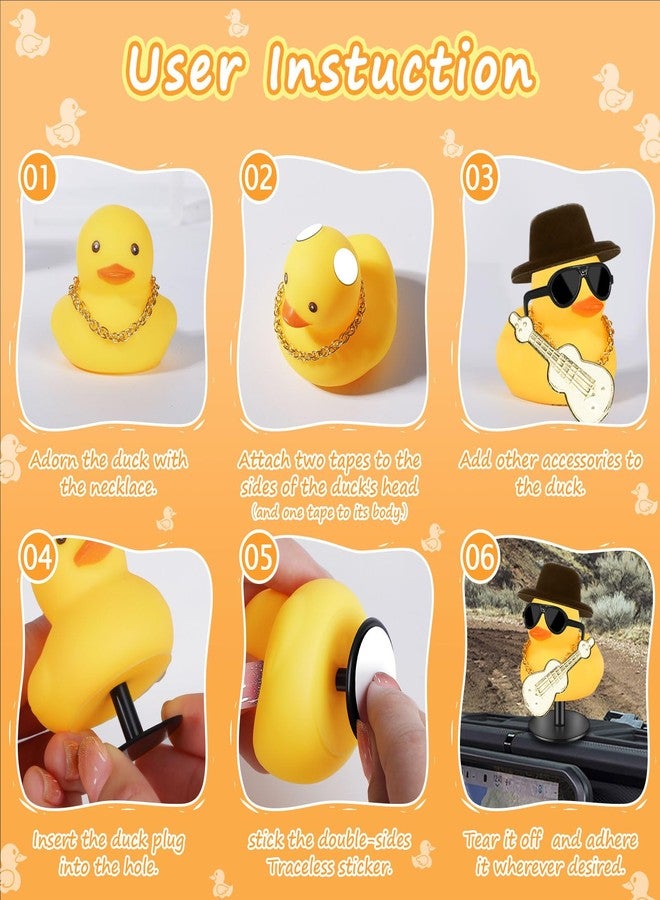 AILOVETECK Ducks for Cars Dashboard, Rubber Ducks with Duck Plug Mount, Dashboard Duck for Car Jeep Decoration, Funny Car Dashboard Accessories Gift, Yellow Duck with Guitar - Image 3